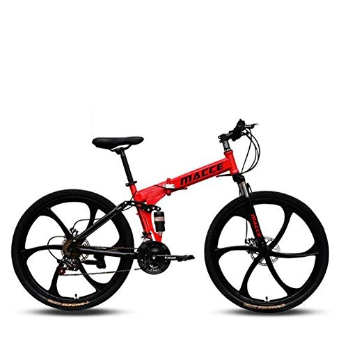 Plegables : CJCJ-LOVE Plegable Bicicleta De Montaña, Choque Doble Disco De Freno De Bicicletas De Velocidad Ajustables para Adultos, 26 Pulgadas De Velocidad Variable Camino De La Bicicleta, Rojo, 24 Speed