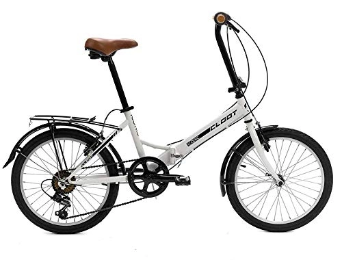Plegables : CLOOT Bicicleta Plegable Iconic Blanca - Bicicicletas Plegables Shimano 6V