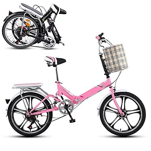 Plegables : COKECO Bicicleta Plegable para Adultos, Mini Bicicleta Portátil Ultraligera De Velocidad Variable, Neumáticos Antideslizantes De 20 Pulgadas, Sistema De Transmisión De 6 Velocidades