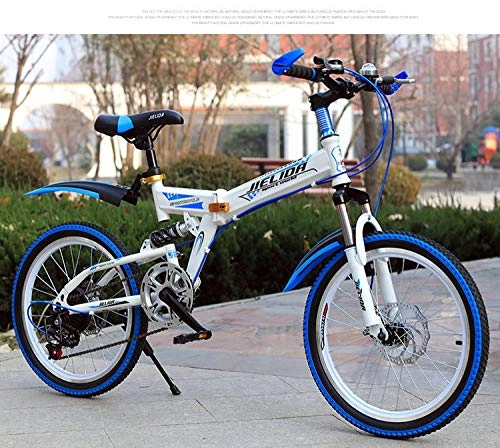 Plegables : Comooc Bicicleta Plegable, Bicicleta de montaña de Velocidad Variable para niños de 22 Pulgadas-Blanco_Azul