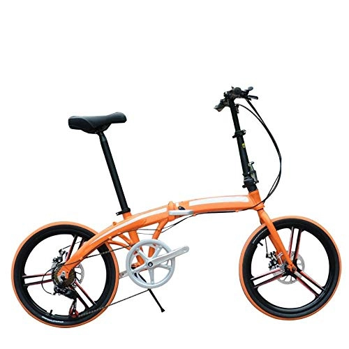 Plegables : Comooc Bicicleta Plegable, Bicicleta Plegable de 20 Pulgadas Aleacin de Aluminio Bicicleta Aleacin de magnesio Rueda integrada Freno de Disco Naranja Adulto Viajero Bicicleta-Naranja