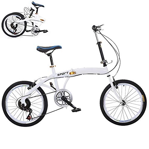 Plegables : Compacto Bicicleta Plegable, Altura Manillar Ajustable, First Class Urbana Folding Bike con Doble Freno de Disco para Adulto, 20 Pulgadas de 6 Velocidades Bici Plegable
