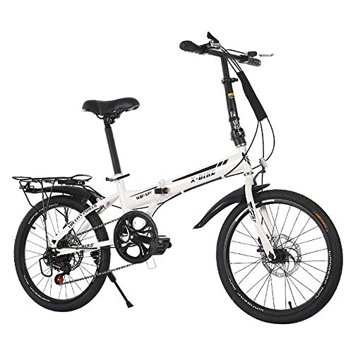 Plegables : Compacto Bicicleta Plegable, Portable First Class Urbana Bici Plegable, Adulto Folding Bike con Doble Freno de Disco para Montar en la Ciudad, 7 Velocidades 20 Pulgadas