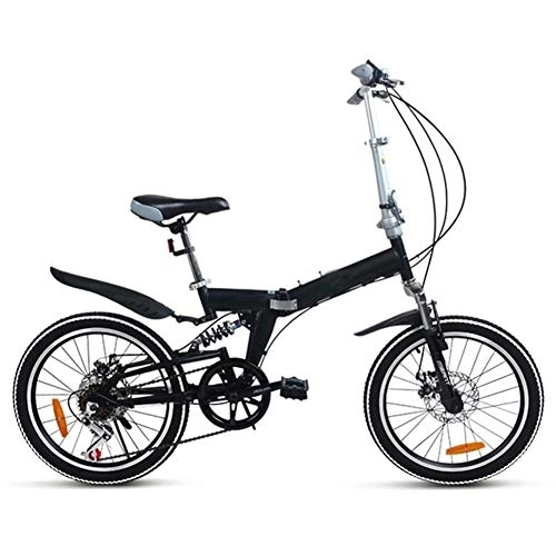 Plegables : D&XQX Bicicleta Plegable de 20 Pulgadas, Ciclismo de cercanías de 6 velocidades Bicicleta Plegable Estudiante Adulto de Mujer Bicicleta de Coche Marco de Aluminio Ligero Absorción de Choque, Negro