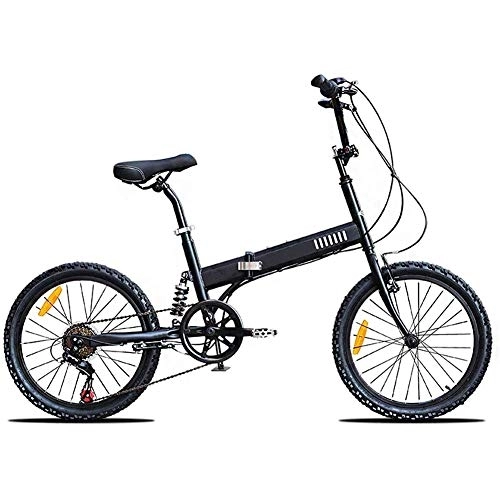 Plegables : D&XQX Trekking, 20 Pulgadas Bicicleta Plegable Variable de Alta Velocidad de Acero al Carbono con absorción de Impactos Off-Road de Bicicletas de montaña Hombres Mujeres 140cm-180cm, Negro