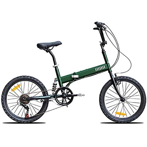 Plegables : D&XQX Trekking, 20 Pulgadas Bicicleta Plegable Variable de Alta Velocidad de Acero al Carbono con absorción de Impactos Off-Road de Bicicletas de montaña Hombres Mujeres 140cm-180cm, Verde
