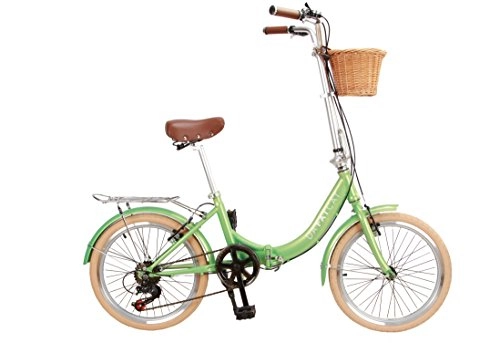 Plegables : Da'FatCat Bicicleta Plegable de Diseo 'Dorothy 1939', 6 velocidades Shimano, neumticos Kenda 20", Vintage, con Cesta, Adulto, Unisex