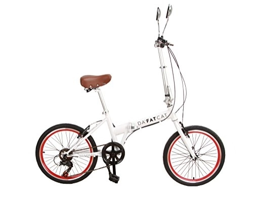 Plegables : Da'FatCat Bicicleta Plegable de diseño 'Kickass 80's', 6 velocidades Shimano, neumáticos Kenda 20", ochentera, con Espejos, Adulto, Unisex
