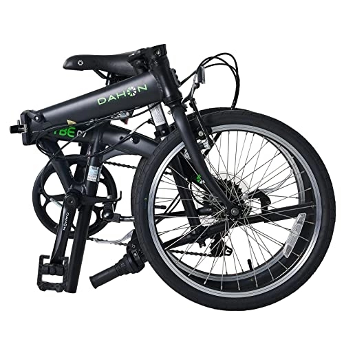 Plegables : DAHON Bicicleta plegable VYBE D7, marco de aluminio ligero; engranajes Dahon de 7 velocidades; bicicleta plegable de 20 pulgadas para adultos, color negro
