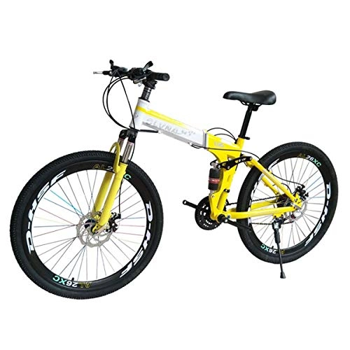 Plegables : Dapang Bicicleta de montaña Marco de Acero de 27 velocidades 26 Pulgadas Ruedas de 3 Rayos Doble suspensin Bicicleta Plegable Negro Blanco, 5, 21speed