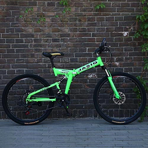 Plegables : Dapang Bicicleta de montaña Plegable con 26"aleación de magnesio súper Ligera, suspensión Completa Premium y Shimano 21 Speed Gear, 7, 24"