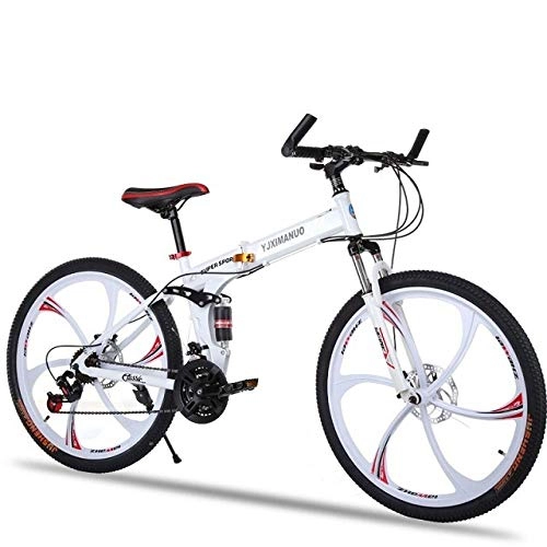Plegables : DASLING Bicicleta De Montaa Plegable Velocidad Maniques Ligeros Caminar Deportes 26 Pulgadas@Blanco
