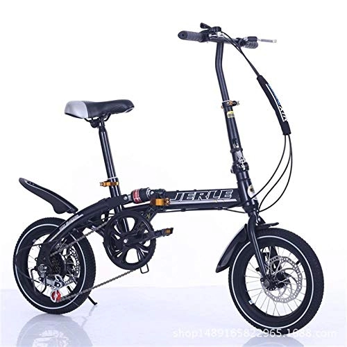 Plegables : DASLING Bicicleta Plegable 14 / 16 Pulgadas absorcin de Choque Bicicleta de 7 velocidades Adulto nios Estudiante @ absorcin de Choque Negro, Cambio de 14 Pulgadas