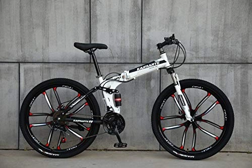 Plegables : DBSCD Plegable Bicicleta de montaña, MTB Bicicleta con 10 Cortador de Ruedas, 24 / 26 Pulgadas, Deportes Masculino y Femenino Adulto de cercanías Antideslizante BicyclesWhite