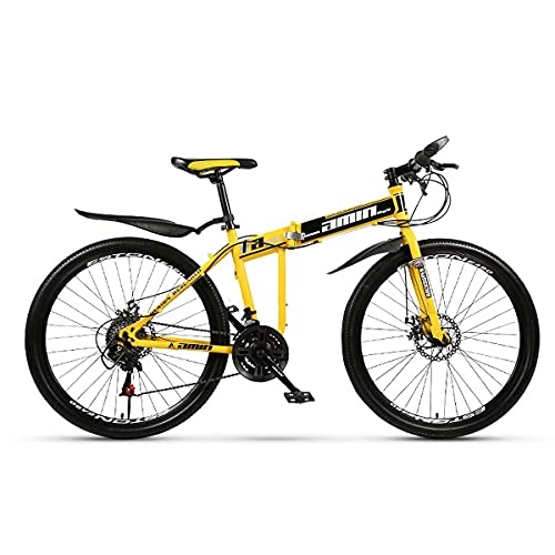 Plegables : DFBGL Bicicleta de montaña con suspensión Completa de 21 / 24 / 27 / 30 velocidades, 26 Pulgadas, Doble Amortiguador, una Rueda, Plegable, de Acero con Alto Contenido de Carbono, Doble Disco c