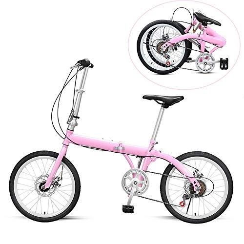 Plegables : DFKDGL Bicicleta plegable de 16 pulgadas para adultos estudiantes y mujeres bicicleta pequeña mini variable de 6 velocidades portátil viajero crucero bicicleta (color: rosa, tamaño: 16 pulgadas)