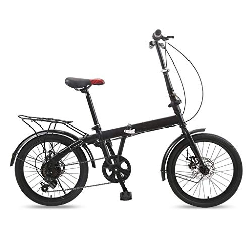 Plegables : DFKDGL Bicicleta plegable de 20 pulgadas para niños y niñas, bicicleta plegable de 6 velocidades, para estudiantes, ocio, ligera, absorción de golpes, color negro, tamaño: 20 pulgadas