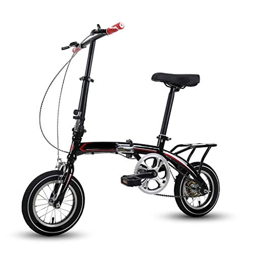 Plegables : DFKDGL Bicicletas plegables compactas para mujeres, ligera y de una sola velocidad, aleación de aluminio, fácil de doblar, ruedas de 12 pulgadas, bicicletas plegables (color negro)