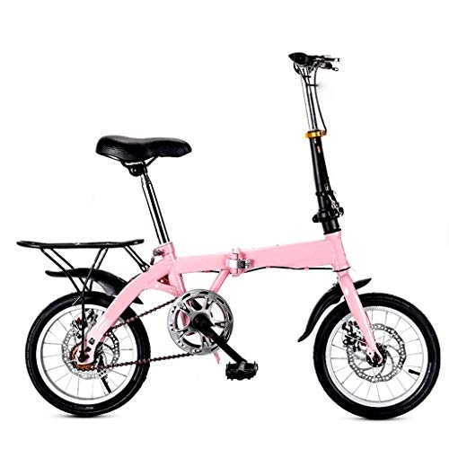 Plegables : DFKDGL - Mini bicicleta plegable de 16 / 12 pulgadas, para hombres y mujeres, niños y estudiantes, ultraligero, portátil, de una sola velocidad, para viajar al trabajo (color: rosa (35, 5 cm)