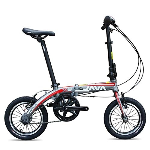 Plegables : DJYD Bicicletas Mini Plegables, 14" 3 Encuadre Velocidad Super Compacto Reforzado de cercanías Bicicletas, portátil Ligero de aleación de Aluminio Plegable de Bicicletas, Gris FDWFN (Color : Grey)