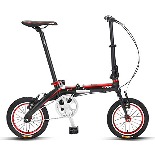 Plegables : DJYD Mini Bicicleta Plegable, Adultos de 14" Single Speed ​​Plegable Bicicletas, Escuela Intermedia Bicicleta Plegable Peso Estudiantes de luz, Ligero portátil, Amarillo FDWFN (Color : Black)