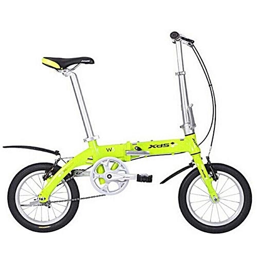Plegables : DJYD Unisex Bicicleta Plegable, de 14 Pulgadas Mini Solo Velocidad Urban Commuter Bicicletas, Bicicletas Plegable compacta con Guardabarros Delantero y Trasero, Amarillo FDWFN (Color : Yellow)