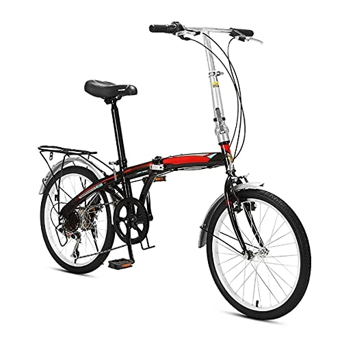 Plegables : DKZK Bicicleta Plegable 20 Pulgadas 7 Velocidades Marco Acero Alto Carbono Moda Casual Masculino Y Femenino Adulto Estudiante Ciudad Viajero Bicicleta Ligera Y PequeñA