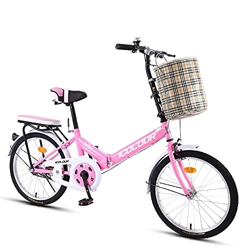 Plegables : DODOBD Bicicleta Plegable 20 Pulgada para Hombres y Mujeres, Bicicleta Retro de Ciudad para Trabajo Ligero con Luces Traseras y Canasta para Automóvil