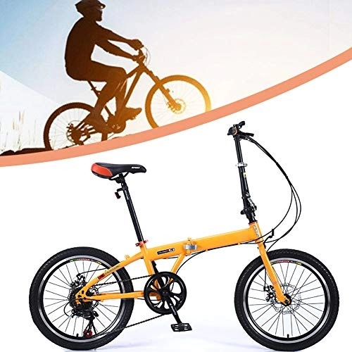Plegables : DORALO Bicicleta De Ciudad Plegable Ligera, Bicicleta De Montaña Portátil, Bicicleta Compacta De Acero con Alto Contenido De Carbono Hombres Y Mujeres, Absorción De Golpes, 18 Pulgadas, Naranja