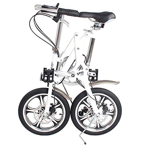 Plegables : DRAKE18 Bicicleta Plegable, Mini Bicicleta Plegable 16 Pulgadas, 7 velocidades, Velocidad Variable, Doble Freno de Disco Plegable, Hombres y Mujeres Adultos, Viajes al Aire Libre, White