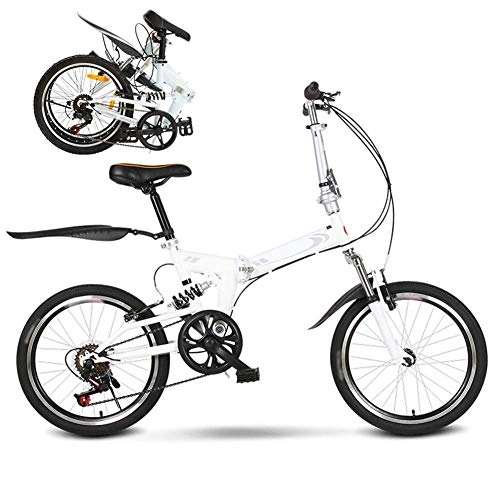 Plegables : DSHUJC Bicicleta Plegable amortiguadora de 20 Pulgadas, Bicicletas de montaña Juveniles, Bicicleta de Viaje Ligera Unisex, Bicicleta Plegable para niños con Marco de Acero de 6 velocidades