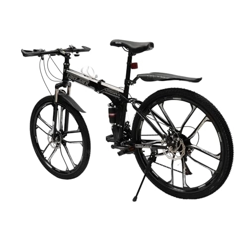 Plegables : DSYOGX Bicicleta plegable de 26 pulgadas para adultos, 21 velocidades y freno de disco, bicicleta de montaña para hombre, mujer y adultos, color blanco y negro