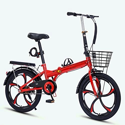 Plegables : Dxcaicc Bicicleta Plegable, Bicicleta de Camping Plegable de Acero Al Carbono Ligera y Ajustable en Altura para Hombres Y Mujeres, Rojo, 20 Inches
