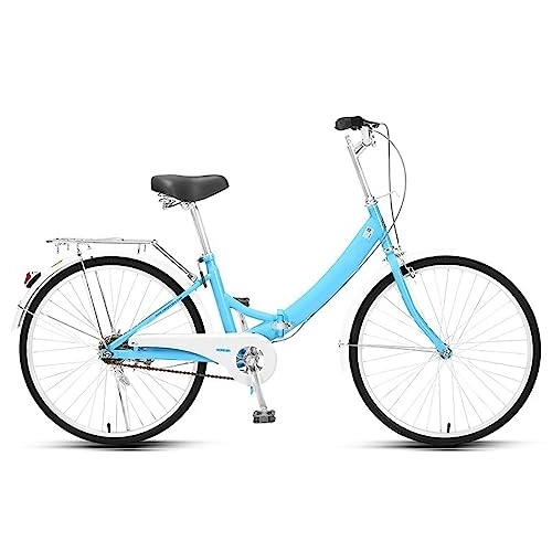 Plegables : Dxcaicc Bicicleta Plegable, Bicicleta Plegable para Adultos de 24 Pulgadas, Altura del Asiento Ajustable, Cuadro de Acero de Alto Carbono, Bicicleta portátil, Bicicleta de Ciudad, Azul