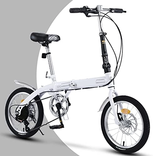 Plegables : Dxcaicc Bicicleta Plegable Bicicleta portátil con 6 velocidades Ajustable en Altura Fácil de Plegar Bicicleta de Ciudad para Adultos Hombres y Mujeres Adolescentes, Blanco, 16 Inch
