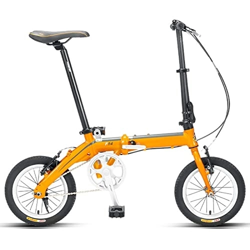 Plegables : Dxcaicc Bicicleta Plegable Bicicleta portátil de 14 Pulgadas Cuadro de aleación de Aluminio Bicicleta de Ciudad Plegable Fácil de Plegar Pequeña Unisex, Amarillo