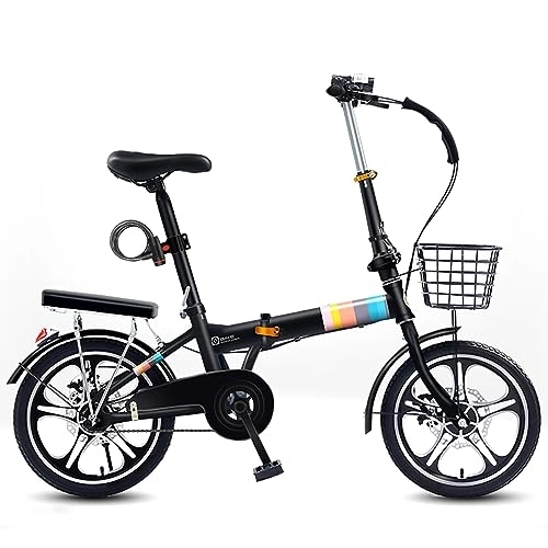 Plegables : Dxcaicc Bicicleta Plegable, Bicicleta Portátil Marco de Acero de Alto Carbono de 16 / 20 Pulgadas, Bicicleta de Ciudad Fácil de Plegar, Negro, 20 Inch