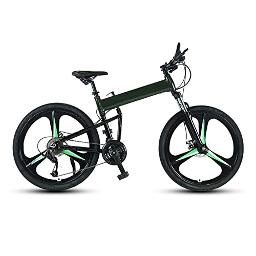 Plegables : DXDHUB Diámetro de rueda de 24 / 26 / 27.5 pulgadas, bicicleta de montaña unisex de 27 velocidades, marco de aluminio, plegable, color verde oscuro