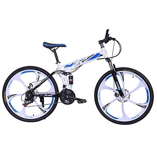 Plegables : DYB Bicicleta de montaña Plegable, Frenos de Doble Disco Plegables de 26"Bicicleta de Carretera Unisex Bicicleta de Acero de Alto Carbono Doble amortiguación de 24 velocidades para facilitar el viaj