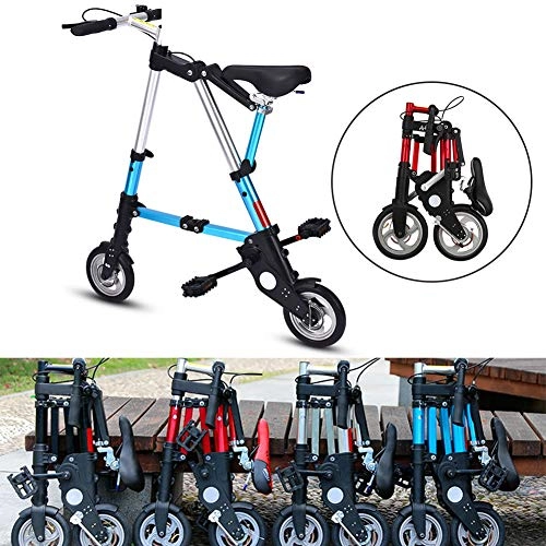 Plegables : DYWOZDP Bicicleta Plegable, Bici Plegable De Aluminio, City Mini Bicicleta Compacta, Bicicleta Al Aire Libre con Neumáticos Sólidos, Sin Necesidad De Inflar, 8 Pulgadas, Azul, A