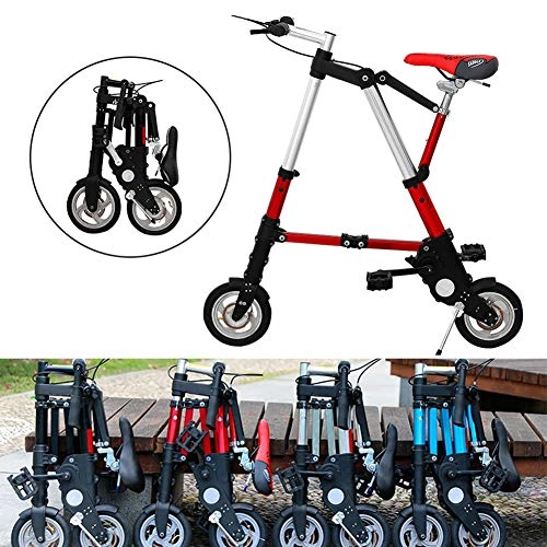 Plegables : DYWOZDP Bicicleta Plegable, Bici Plegable De Aluminio, City Mini Bicicleta Compacta, Bicicleta Al Aire Libre con Neumáticos Sólidos, Sin Necesidad De Inflar, 8 Pulgadas, Rojo, B