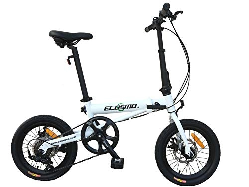 Plegables : ECOSMO Bicicleta Plegable de aleacin Ligera de 16 Pulgadas, 6 SP, Frenos de Disco duales - 16AF01W