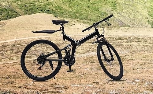 Plegables : Estabeter Bicicleta plegable plegable de 26 pulgadas, 21 velocidades, para camping, color negro, peso de carga de 150 kg, altura del asiento ajustable, con freno en V delantero y trasero para frenado