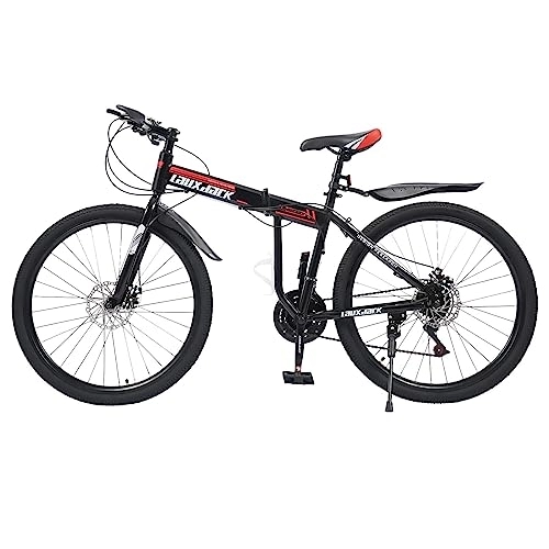 Plegables : EurHomePlus Bicicleta plegable de 26 pulgadas, bicicleta de montaña, 21 marchas, bicicleta de montaña, bicicleta plegable para montaña, ciudad y otros viajes, negro / rojo
