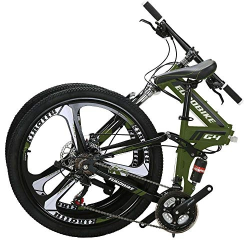 Plegables : Eurobike Bicicleta de montaña plegable de 26 pulgadas para hombres y mujeres bicicletas de adultos 3 radios bicicleta (verde)