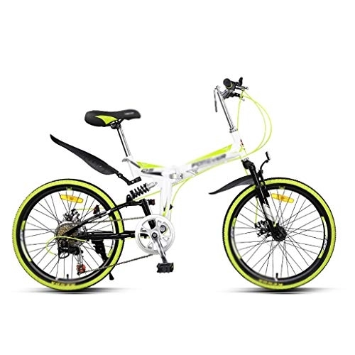 Plegables : Ffshop Bicicleta amortiguadora Montaña Amarilla Plegable Bicicleta de Hombres y de Mujeres de Velocidad Variable Ultra Ligero portátil de Bicicletas 7 Velocidad Bicicleta Plegable