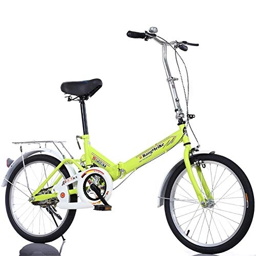 Plegables : FJW Unisexo Bicicleta Plegable de suspensión 16 Pulgadas 20 Pulgadas Acero de Alto Carbono Estudiante Niño Ciudad del Viajero Bicicleta, Green, 16Inch