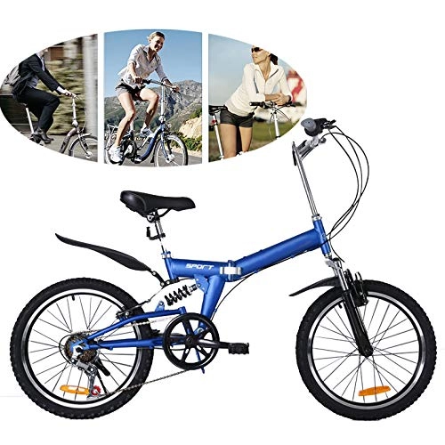 Plegables : Folding Bicicleta Plegable Ruedas De 20" Hombre Shimano 6 Velocidades Ciudad Bicicleta Plegable Bikes Bici Plegables De Montaña, Azul