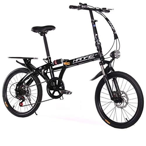 Plegables : Folding Bikes Bicicleta Plegable para Estudiante, porttil, Ultraligera, para Cambio de Velocidad, 20 Pulgadas, Apta para 145 - 190 cm, Color Negro, tamao 51 cm