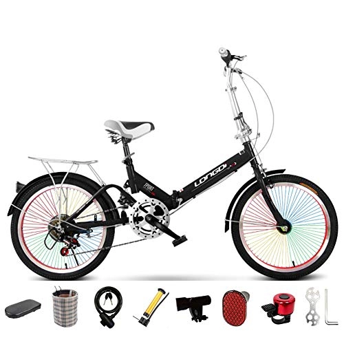 Plegables : FXPCYGZ Bicicleta plegable para adultos para estudiantes, bicicleta ultraligera de acero al carbono de 20 pulgadas, bicicleta para niños, bicicleta de viaje (negro)